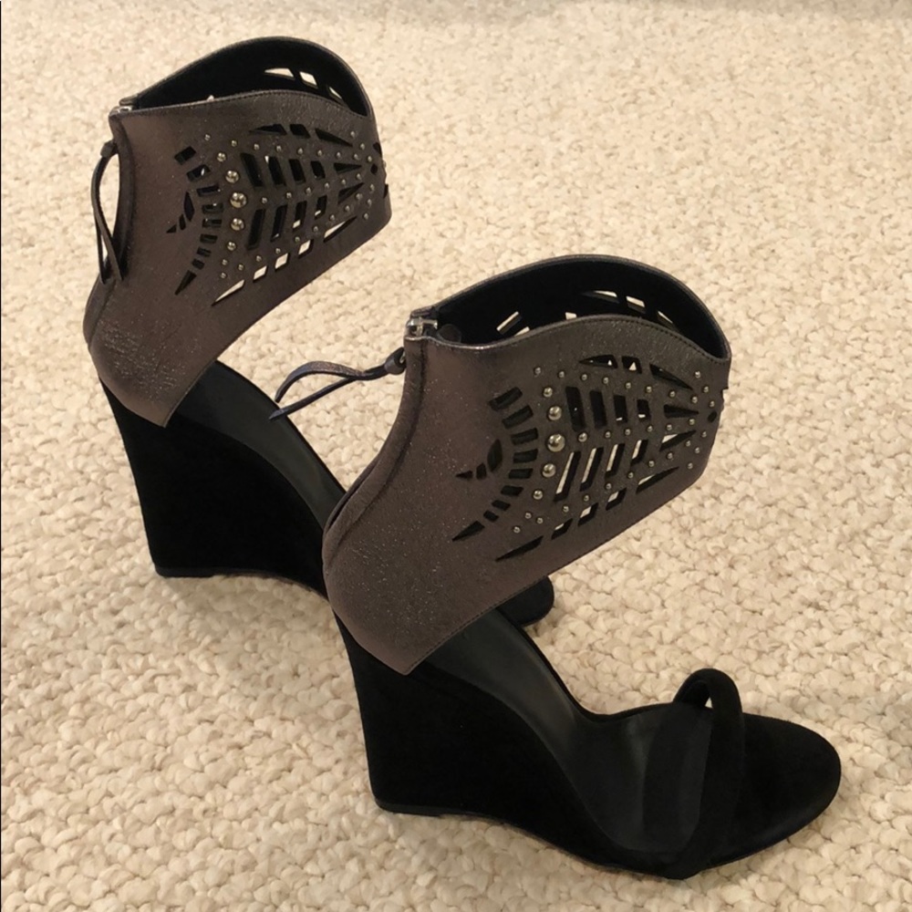 Iro Women’s Black Suede Wedges 38 Made in Italy - Picture 5 of 5